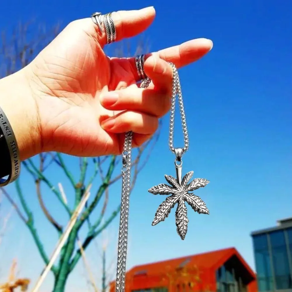 ❤️Hiphop leaf stainless steel necklace, N90201P140